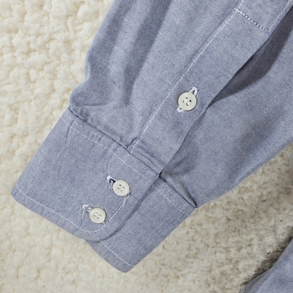 Vtg Wrangler Button Shirt Men 15.5 34 Chambray Gray Cowboy Cut X-Long Tails USA - Picture 10 of 12